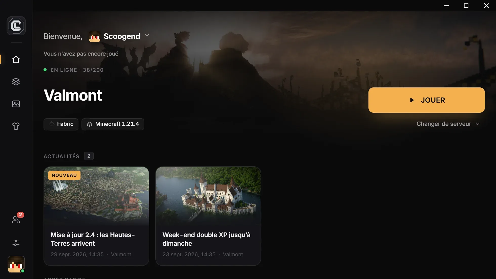 Un launcher Minecraft personnalisé créé avec CraftLauncher, sans développement